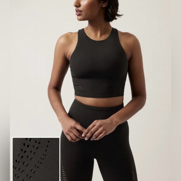 Athleta Tops - Athleta conscious lasercut crop D-DD size Large black NWT